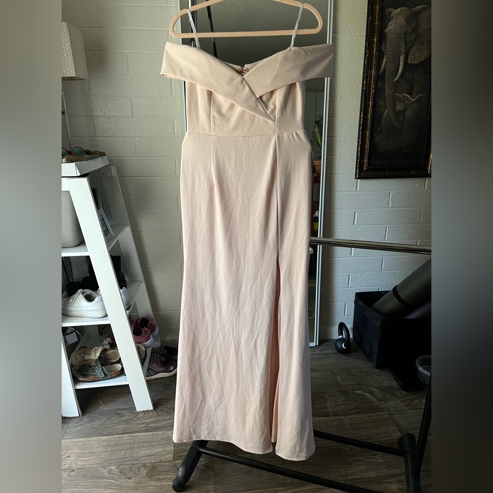 Off the shoulder floor length dress